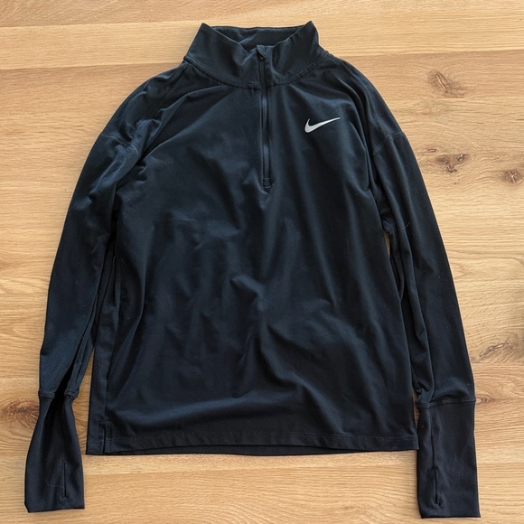Nike Tops - Nike Black Quarter-Zip Performance Top with White Swoosh